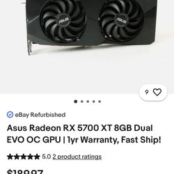 Asus Dual RX5700XT-08-EVO (Graphics Card)