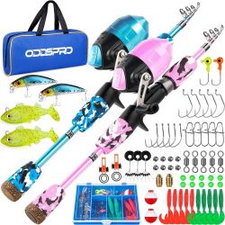 ODDSPRO Kids Fishing Pole Portable Telescopic Fishing Rod and Reel Combo Kit 