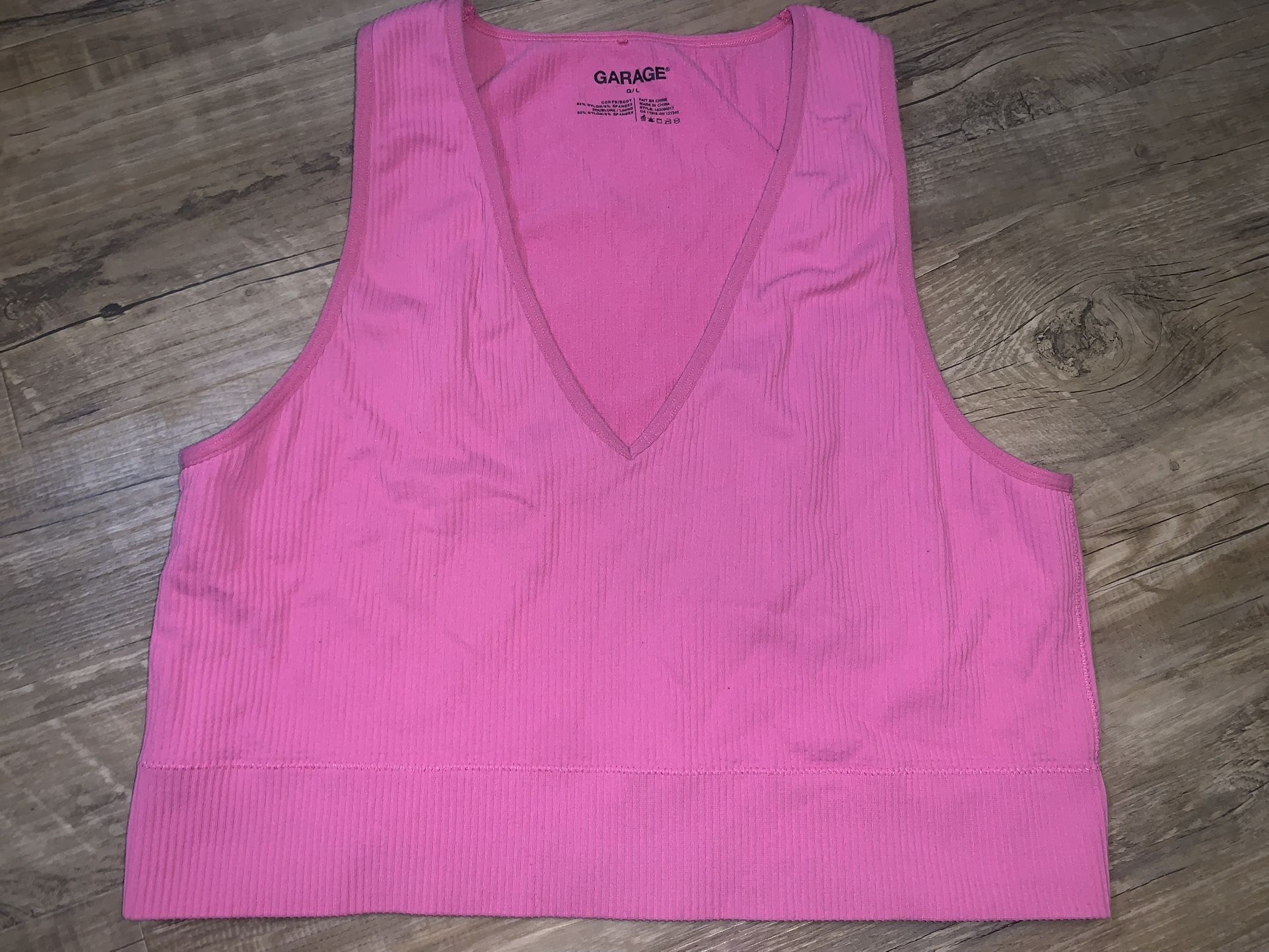 garage plunge ribbed tank top