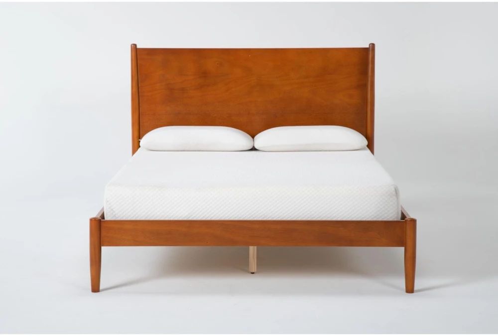 Living Spaces Alton Cherry Wood Platform Bed - Queen