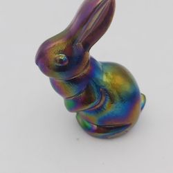 Lovely Vintage Fenton Amethyst Carnival Glass Bunny With Original Sticker 