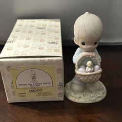 Precious moments wishing you a basket  full of blessings figurine