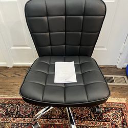 NEW - Black Faux Leather Armless Office Chair