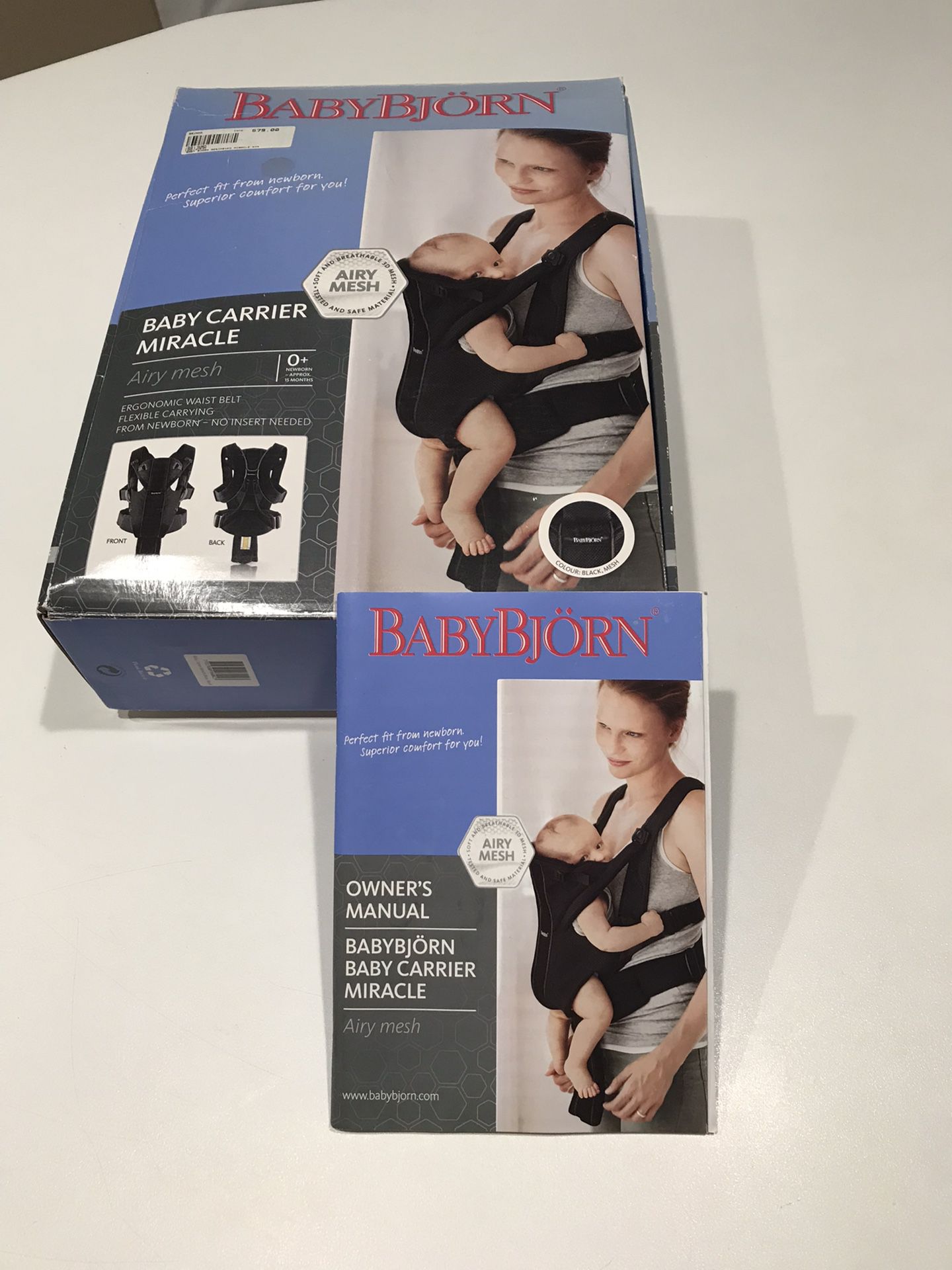BabyBjörn Black Airy Mesh Baby Carrier Miracle, Like New Condition