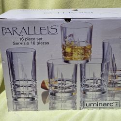 Vintage Set Of Luminarc Parallels Glasses