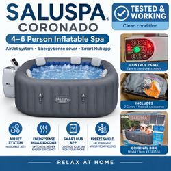 SaluSpa Coronado EnergySense 4–6 Person Inflatable Hot Tub Spa w/ 2 Covers