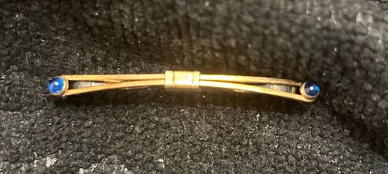 Vintage Krementz U.S.A. tie bar/clip with two blue stones. OBO