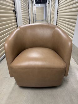 Henredon “Murphy” Swivel Leather Accent Chair