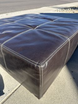 Leather Ottoman - Brown