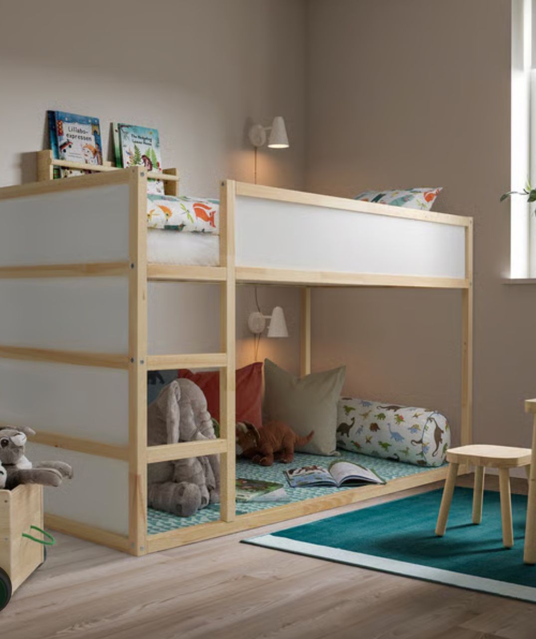 IKEA Reversible bed, white/pine, Twin