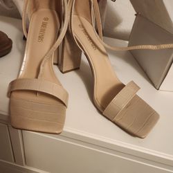 beige high heels