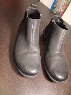 Black leather slide in and zip boots size 8