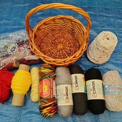 KNITTING YARN & BASKET