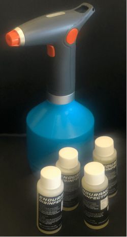 Electro mist handheld sanitizer with usb charger and 4 bottles of disinfectant