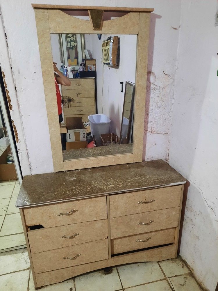 Half Broken Used Dresser With Dresser