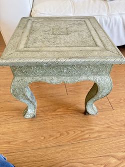 Vintage Silver Embossed Wrapped Side Table