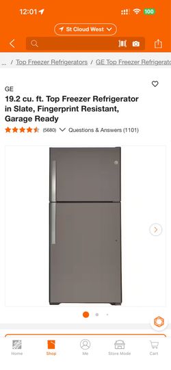 GE 19.2 cu. ft. Top Freezer Refrigerator in Slate, Fingerprint Resistant, Garage Ready