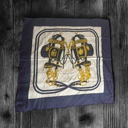 Hermes NAVY & WHITE 'BRIDES DE GALA' SILK SCARF 90