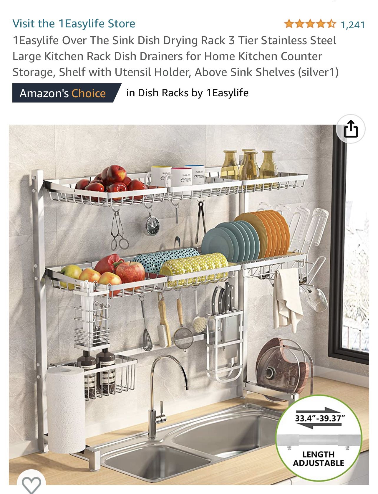 Stainless Steel Large Kitchen Rack Dish Drainers for Home Kitchen Counter  Storage, Shelf for Sale in Auburn, WA - OfferUp