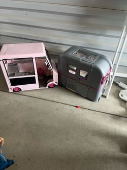 Two Barbie cars