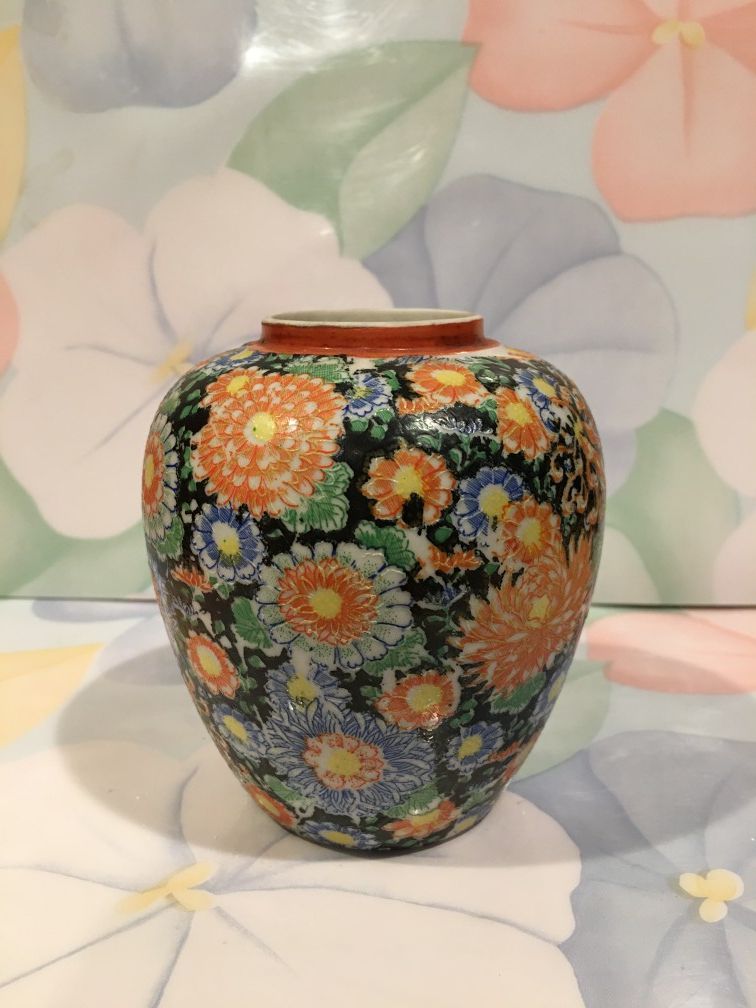 Floral Vintage Porcelain Ginger Jar