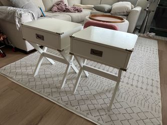 Two Suitcase Vintage/ Retro Campaign Nightstand Side Tables