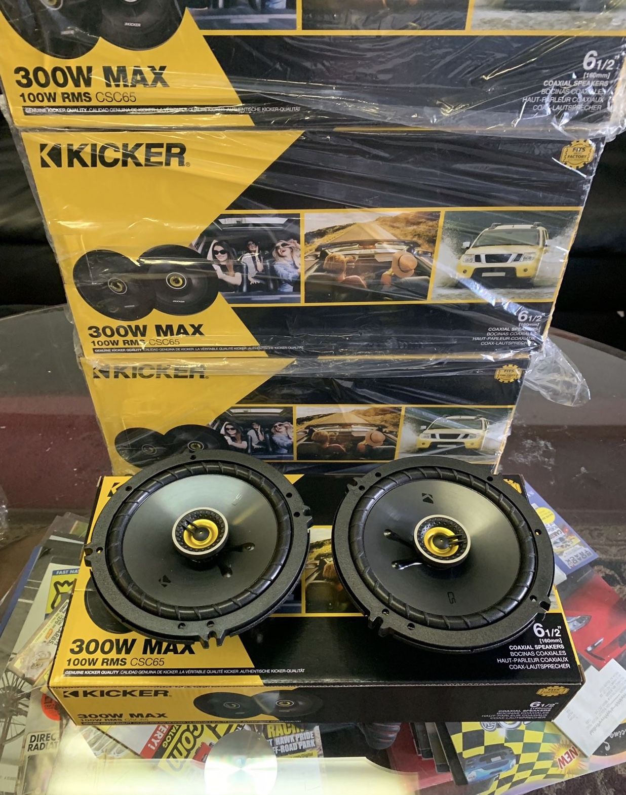 Kicker Car Audio . 6.5 Inch Car Stereo Speakers . 300 watts . Holiday Super Sale . $59 A Pair While They Last . New