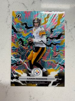 2025 Topps Resurgence #83 Aaron Rodgers Sky Blue & Pink Shock Refractor