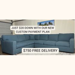 Stunning Blue Sectional - Free Delivery
