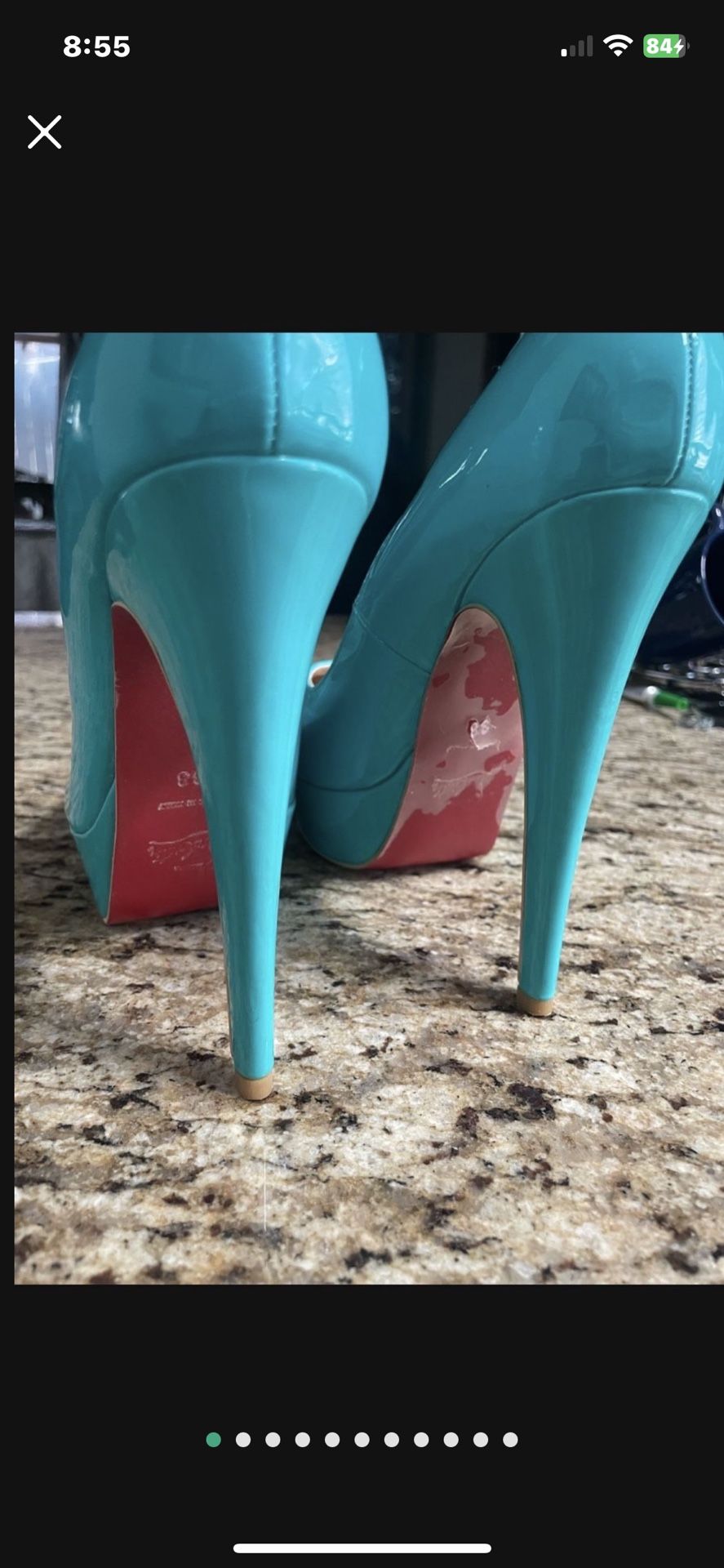 Size 7 Turquoise Christian Louboutin platform heel