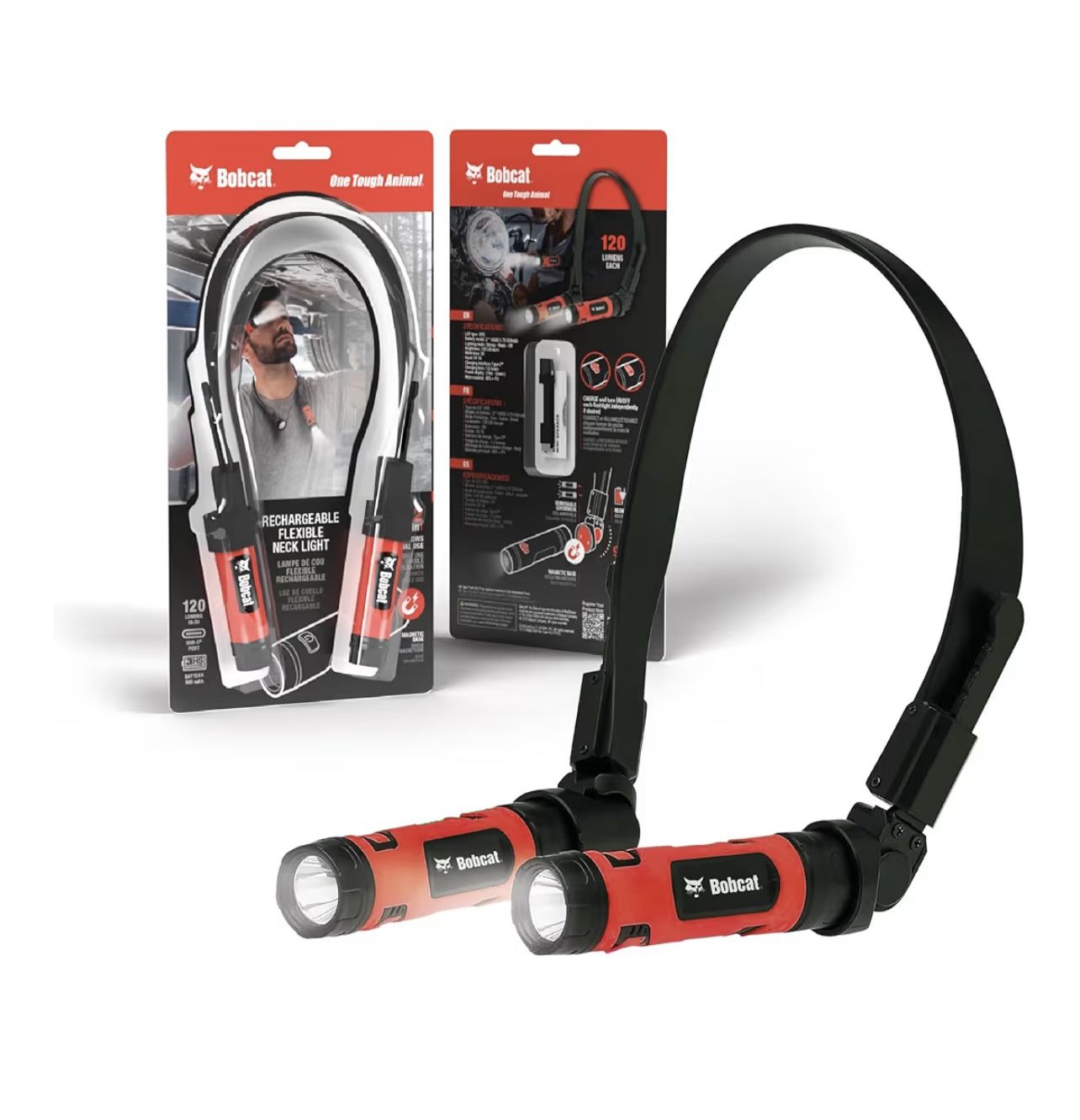 Bobcat Rechargeable Neck Light for Reading, Crafts, and Work