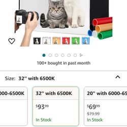 Photo Studio Light Box Photography 32"x32" with 100 LED and 6 Colors Backdrops Photo Box with Lights, Foldable Picture Box for Product Photography wit