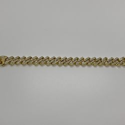 14k Gold Plated Cuban Prong Link Bracelet 13mm 8” Premium Bracelet Box Clasp