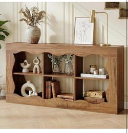 3-Tier Farmhouse Entryway Table with Storage, 63 Inches Console Narrow Long Sofa Table, G-10