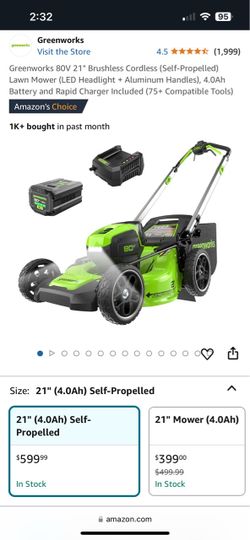 Greenworks 80V 21" Self-Propelled Cordless Lawn Mower