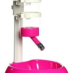 Pet Drinking Fountain Plastic. And Height Adjustable Pink