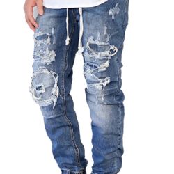 Mens Distressed Denim Jogger