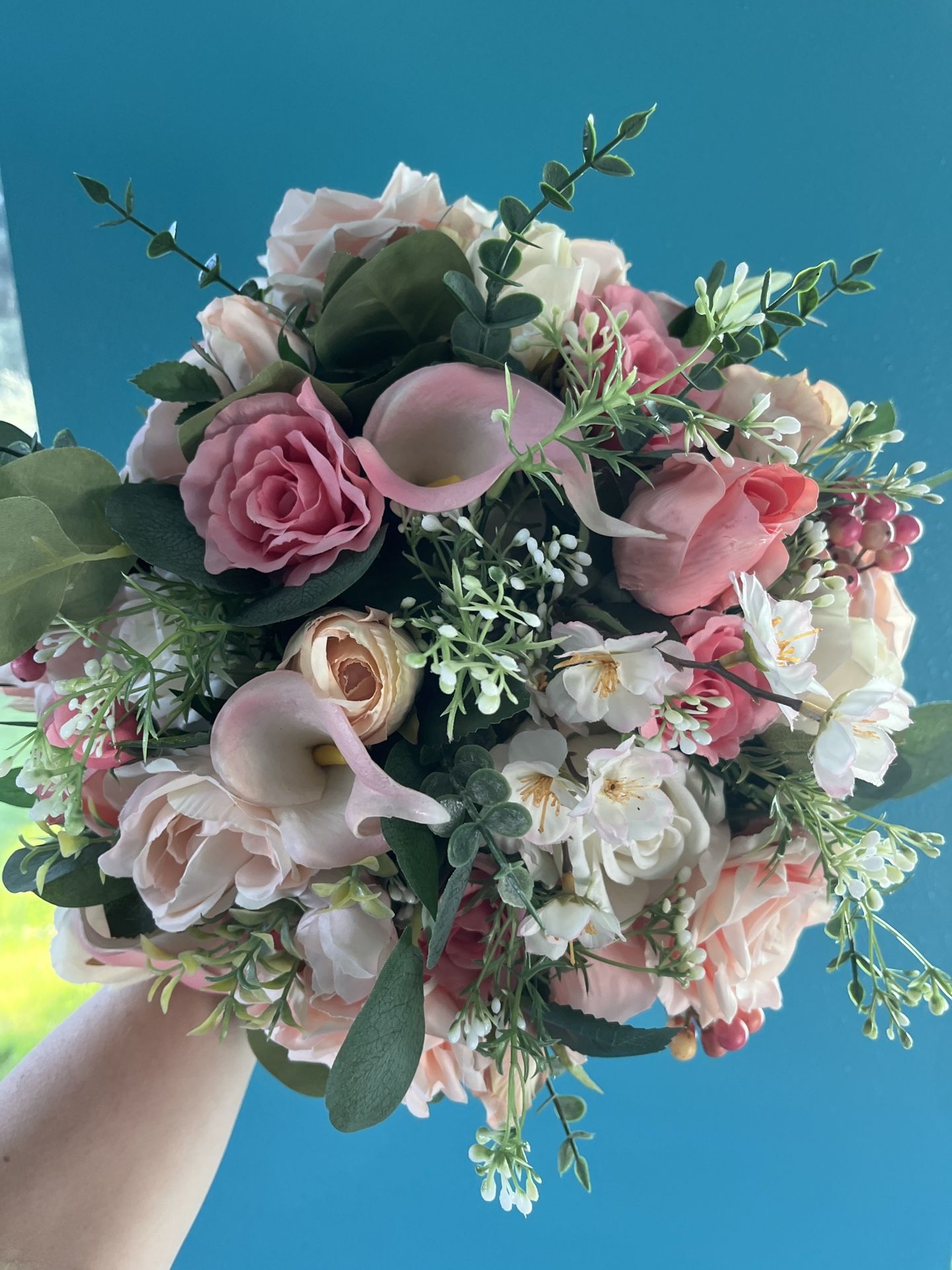 Pink and Coral Bridal Bouquet