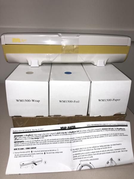 WrapMaster Paper 1500 Yellow Storage Cutting Wax Plastic Wrap Foil Paper Dispenser