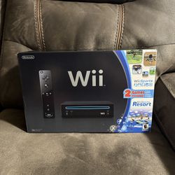Nintendo Wii W/ Wii Sports + Wii Sports Resort Black Console, New in Box