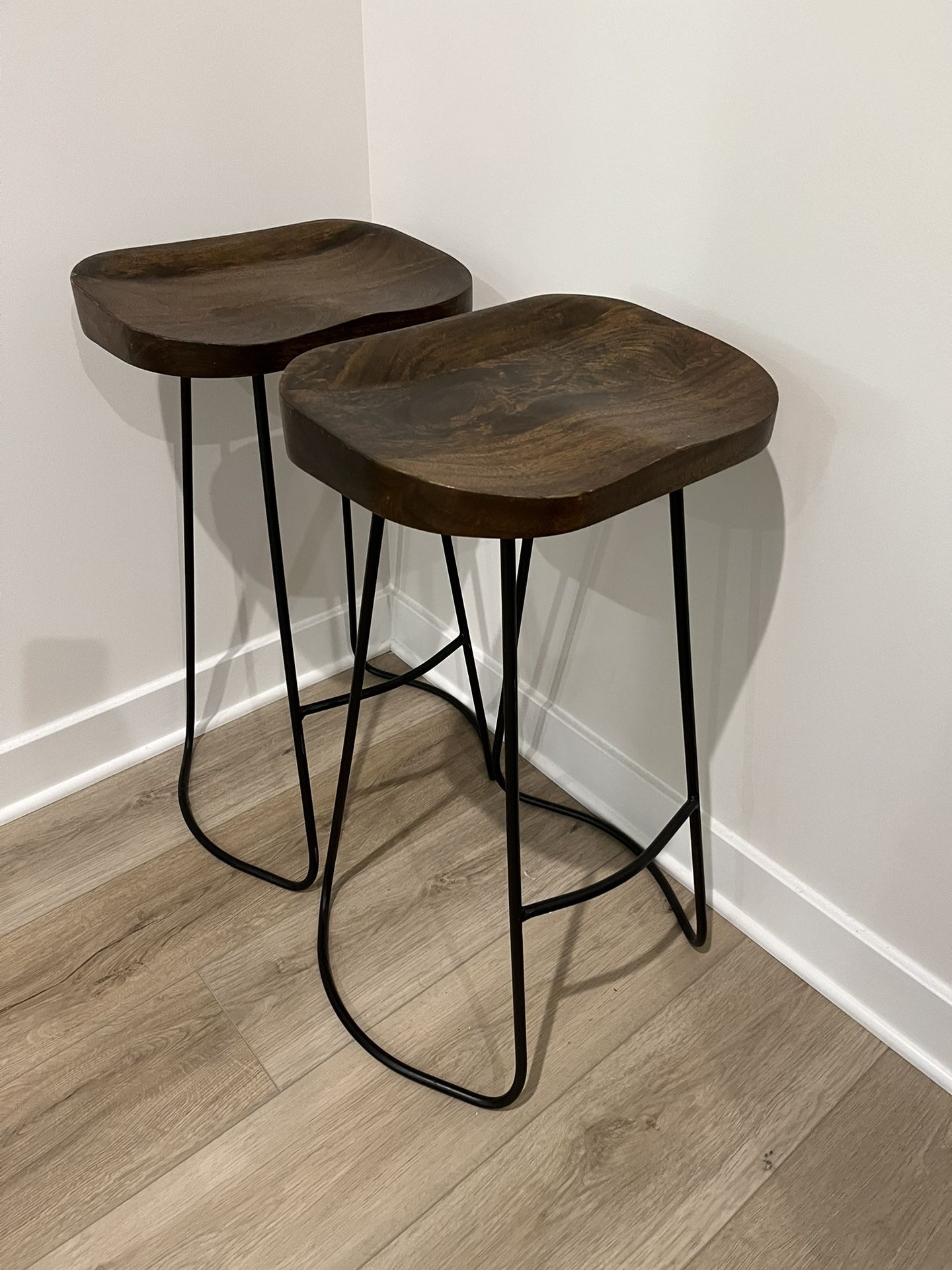Two Wooden Counter Stools