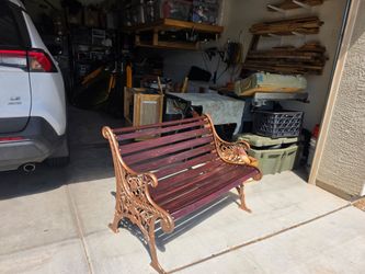 Refinished Cast Iron Garden Bench – Solid Wood