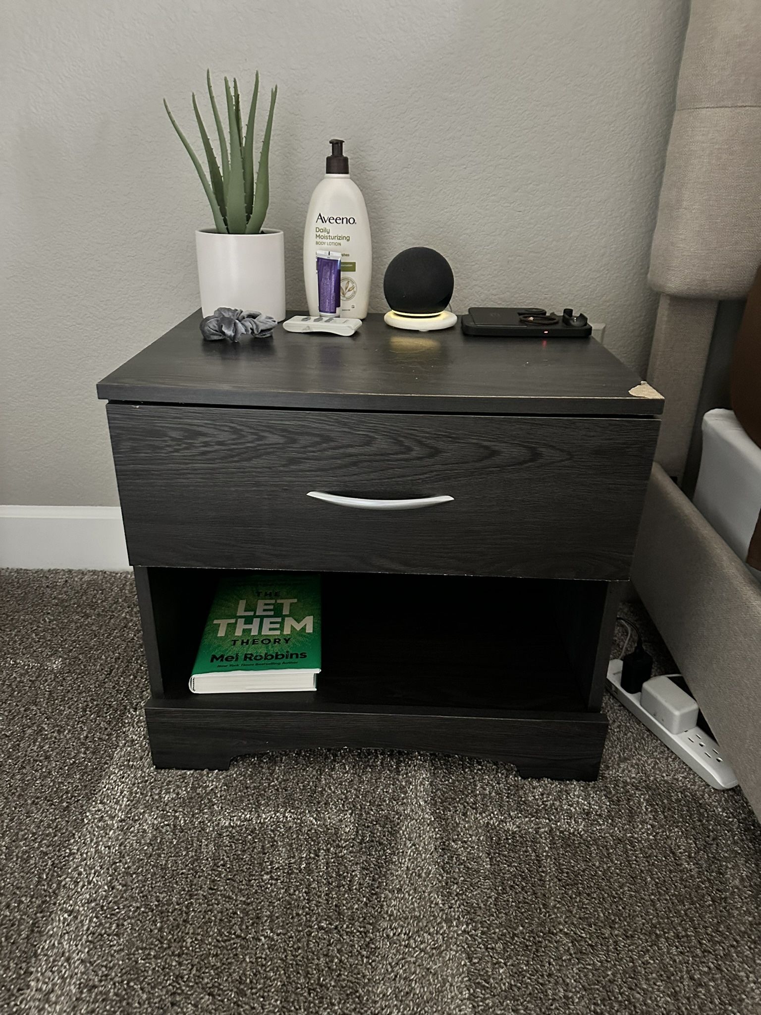 Black Wood Nightstand