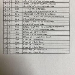 Tone Shear Wrench Sockets