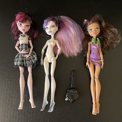 2008 & 2015 Monster High Doll Lot ~ Frankie Stein, Claudine Wolf And Spectra Vondergeist 