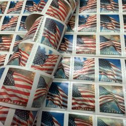 1 Sealed Coil Roll of Forever Stamps (100 Total) - 75% Off! - USA Flag 🇺🇸 Good For Business Marketing Wedding Invitations Birthday Cards Etc! 