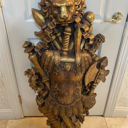 Large Vintage Lion Knights Sword Sculpture 