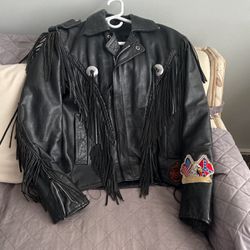 Black Leather Biker Jacket 