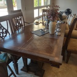 Solid wood table w/leaf & Buffet/sidebar