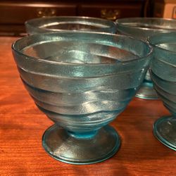 4 Blue Plastic Dessert Cups